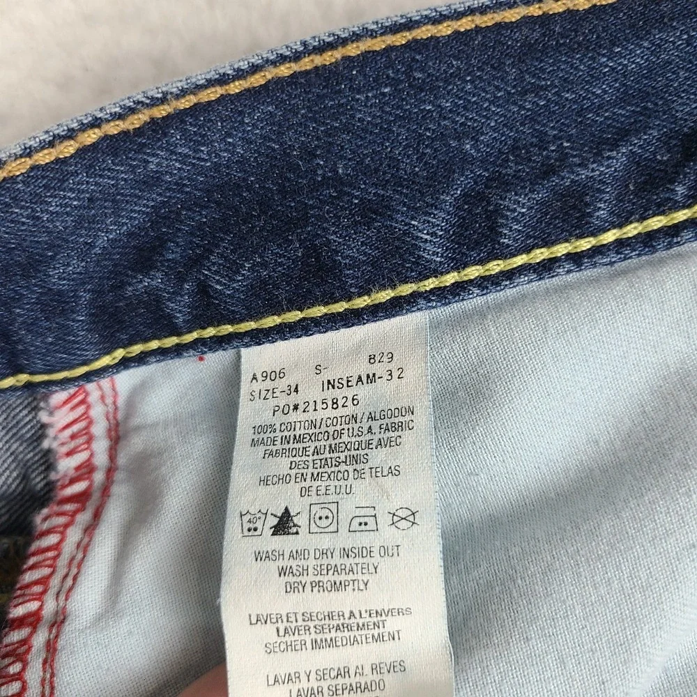 VTG Tommy Hilfiger Jeans Mens 34x32 Blue Straight Leg Utility‎ Denim MEXICO 02'